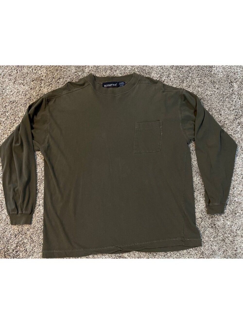 Botany 500 Mens Crew Neck Long Sleeve Shirt Size XL Green/Brown
